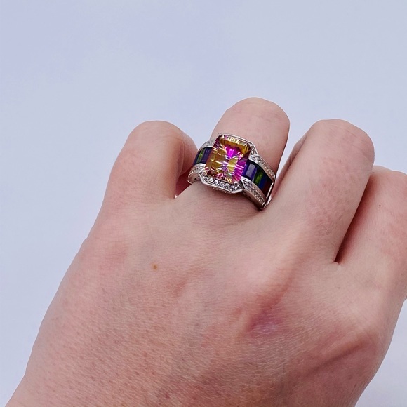 EUC Sterling Silver Bi Colored Topaz Cocktail Ring - Picture 11 of 16